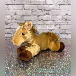 Aurora HORSE Plush 9 Inches Long Tan Brown Plastic Pellets in Hoofs